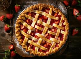 fraise Tarte. illustration ai génératif photo