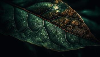 vibrant feuille veine brille dans Naturel lumière du soleil généré par ai photo