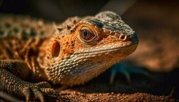 gecko rampe sur branche dans forêt généré par ai photo