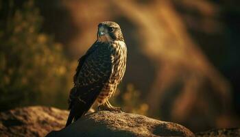 majestueux oiseau de proie se percher sur branche généré par ai photo