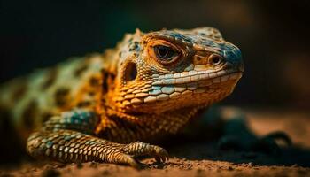 Pointé gecko rampant, concentrer sur premier plan modèle généré par ai photo