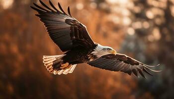 propager ailes, majestueux chauve Aigle prend vol généré par ai photo