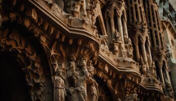 médiéval Basilique avec fleuri gothique architecture et sculpture généré par ai photo