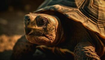 géant tortue rampe lentement avec confiance généré par ai photo