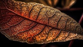 vibrant feuille veine modèle dans macro généré par ai photo