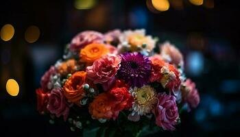 Frais bouquet de multi coloré fleurs pour fête génératif ai photo