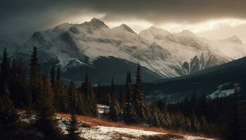 enneigé Montagne culminer, majestueux beauté dans la nature génératif ai photo