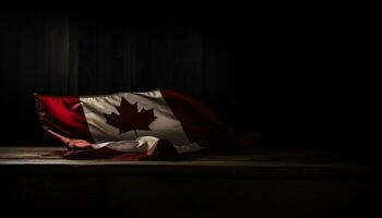 américain drapeau symbolise patriotisme sur en bois planche génératif ai photo