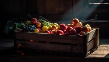 abondant Caisse de Frais biologique des légumes en plein air généré par ai photo