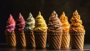 la glace crème cône, une sucré indulgence généré par ai photo