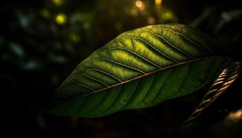 Frais vert feuilles dans macro, vibrant la nature généré par ai photo