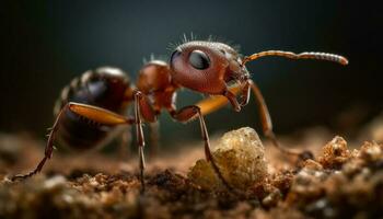 petit fourmi colonie travaux ensemble pour nourriture généré par ai photo