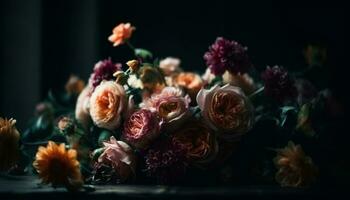 Frais bouquet de fleurs dans vase généré par ai photo