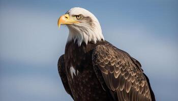 majestueux chauve Aigle se percher, serres dans mouvement généré par ai photo