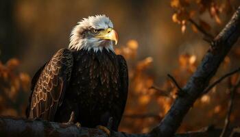 majestueux oiseau de proie se percher sur branche généré par ai photo