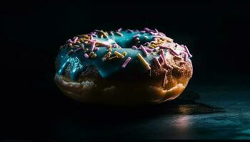 fraîchement cuit Donut avec Chocolat glaçage tentation généré par ai photo