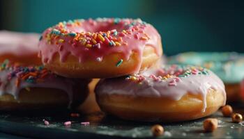 Donut avec fraise glaçage tentation généré par ai photo