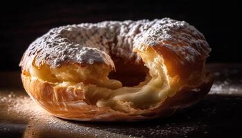 cuit sucré tarte sur rustique bois table généré par ai photo