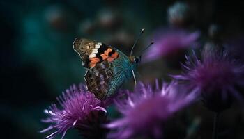 vibrant papillon aile, violet et Jaune beauté généré par ai photo