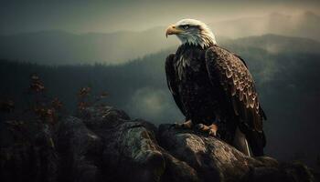 majestueux oiseau de proie planant plus de montagnes généré par ai photo