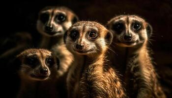 mignonne petit lémuriens à la recherche à caméra en plein air généré par ai photo