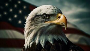 majestueux chauve aigle, de américain liberté généré par ai photo