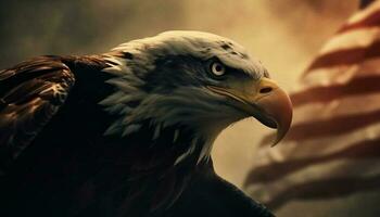 majestueux chauve Aigle se percher, de liberté généré par ai photo