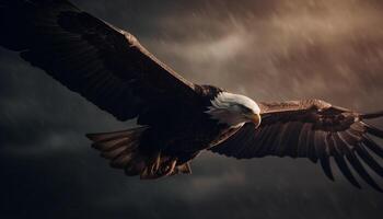 propager ailes, majestueux chauve Aigle dans milieu air généré par ai photo