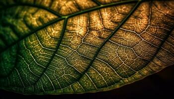 vibrant feuille veine modèle dans Naturel macro beauté généré par ai photo