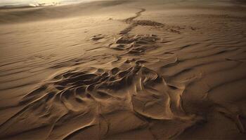 ondulé le sable dune modèle dans tranquille le coucher du soleil généré par ai photo