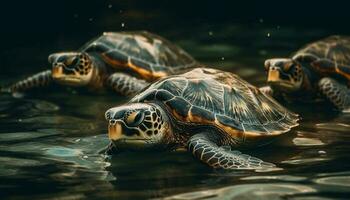 lent tortue rampe sous-marin, durable tranquille scène généré par ai photo
