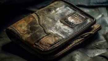 antique cuir valise détient patiné Bible journal intime généré par ai photo