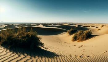 ondulé le sable dunes dans aride Afrique chaleur généré par ai photo