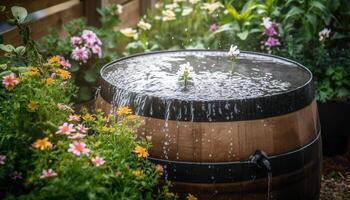 fraîcheur de été dans une formel jardin généré par ai photo