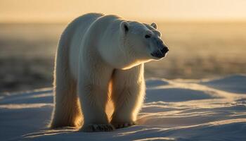 grand Arctique mammifère permanent dans tranquille paysage de neige généré par ai photo