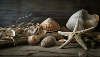 coquillage collection vitrines beauté dans la nature conception généré par ai photo