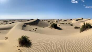 ondulé le sable dunes dans aride Afrique chaleur généré par ai photo