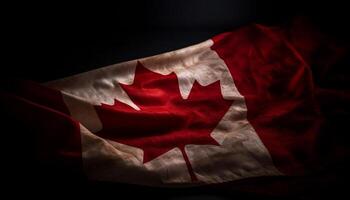 patriotique canadien drapeau vagues fièrement dans fête généré par ai photo