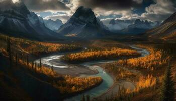 majestueux Montagne intervalle reflète multi coloré l'automne beauté généré par ai photo