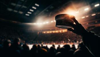 foule à votre santé comme athlète gagne championnat Jeu généré par ai photo