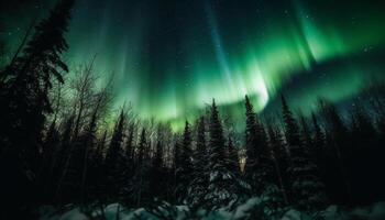 embrasé étoile Piste illumine majestueux hiver paysage généré par ai photo