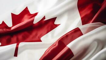 canadien drapeau agitant avec fierté dans vent généré par ai photo