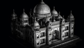 monochrome paysage urbain illuminé par célèbre religieux les monuments généré par ai photo