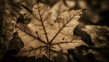 vibrant érable feuille veine, symbole de l'automne généré par ai photo