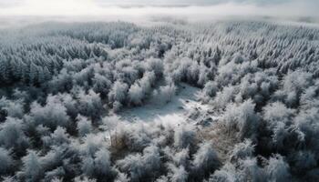 tranquille hiver paysage, haute en haut dans montagnes généré par ai photo