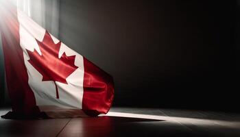 canadien drapeau vagues fièrement dans brillant fête généré par ai photo