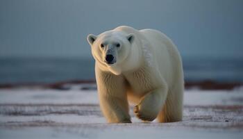 un mignonne mammifère en marchant sur congelé la glace génératif ai photo