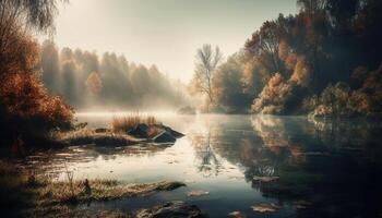 tranquille l'automne forêt reflète beauté dans la nature génératif ai photo