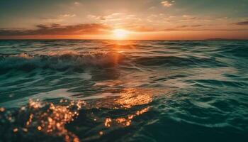 le coucher du soleil plus de l'eau la nature beauté dans mouvement généré par ai photo
