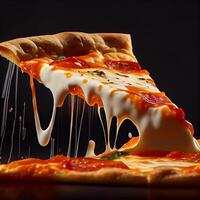 Frais cuit Pizza tranche avec mozzarella et tomate ,génératif ai photo